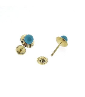 PENDIENTE TURQUESA ORO 1ª LEY 6 MM TALAL