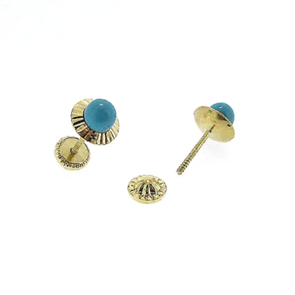 PENDIENTE TURQUESA ORO 1ª LEY 6 MM TALAL