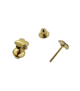 PENDIENTE FLOR ORO 1º LEY 6,50 MM CIRCON