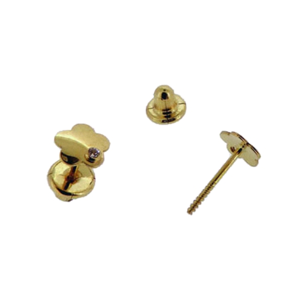 PENDIENTE FLOR ORO 1º LEY 6,50 MM CIRCON