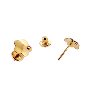 PENDIENTE FLOR ORO 1ª LEY 5 MM CIRCONITA