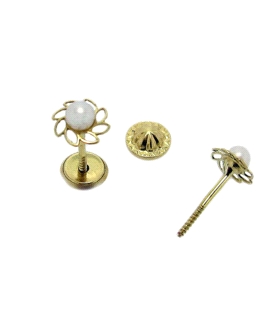 PENDIENTE ESPIRAL ORO 1ª LEY PERLA NATUR