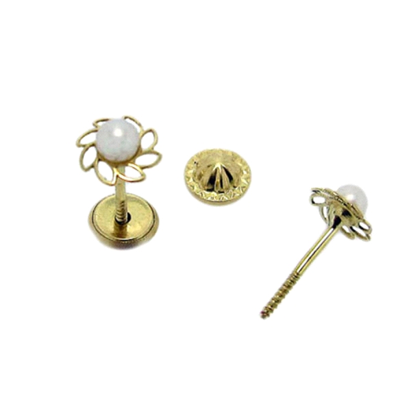 PENDIENTE ESPIRAL ORO 1ª LEY PERLA NATUR