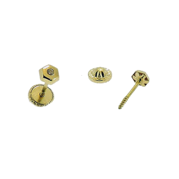 PENDIENTE HEXAGONO ORO 1ª LEY ZIRCONITAS