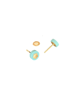 PENDIENTE NACAR ORO 1ª LEY 6 MM FLOR