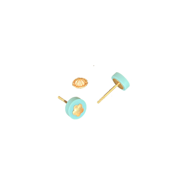PENDIENTE NACAR ORO 1ª LEY 6 MM FLOR