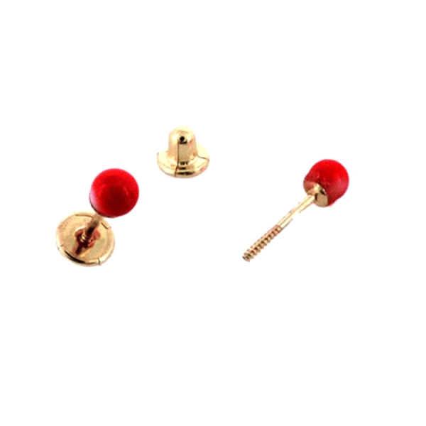PENDIENTE CORAL NATURAL ORO 1ª LEY 3,50