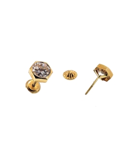 PENDIENTE HEXAGONAL ORO 1ª LEY 6.3 MM