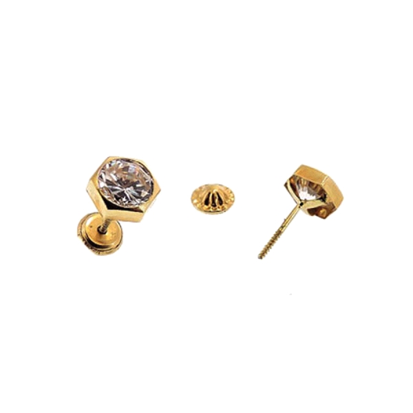 PENDIENTE HEXAGONAL ORO 1ª LEY 6.3 MM