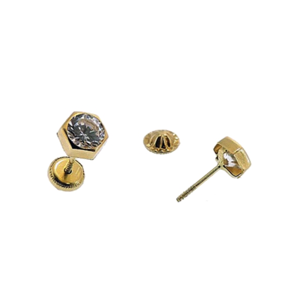 PENDIENTE HEXAGONO ORO 1ª LEY 4,5 MM ZIR