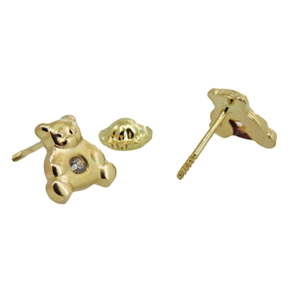 PENDIENTE OSITO ORO 18 KTES. 7 X 7 MM.