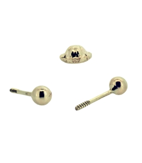 PENDIENTE NIÑA BOLA UNISEX ORO 18 KTES.