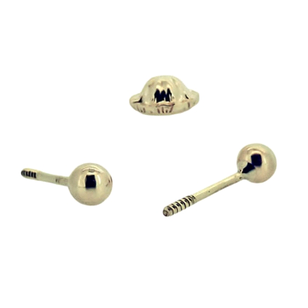 PENDIENTE NIÑA BOLA UNISEX ORO 18 KTES.