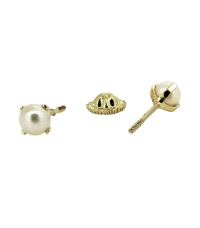 PENDIENTES NIÑA PERLA ORO PRIMERA LEY 4