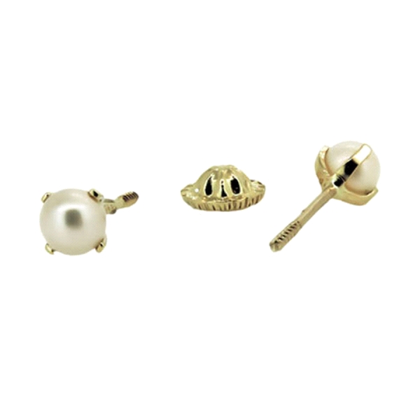 PENDIENTES NIÑA PERLA ORO PRIMERA LEY 4