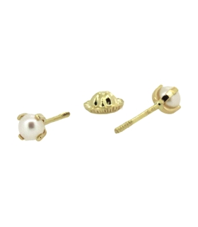 PENDIENTES NIÑA PERLA ORO PRIMERA LEY 3