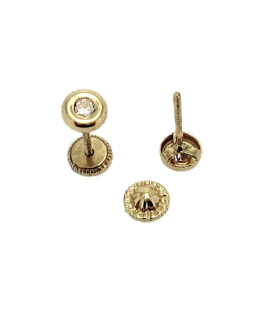 PENDIENTE REDONDO ORO 1ª LEY 5 MM ZIRCON