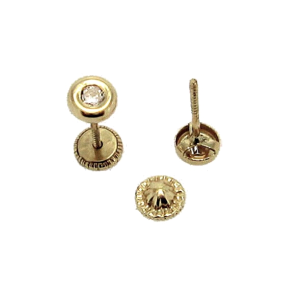 PENDIENTE REDONDO ORO 1ª LEY 5 MM ZIRCON