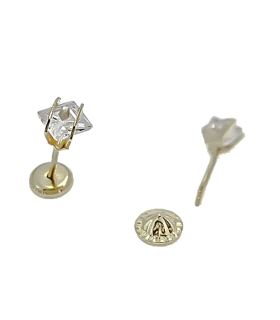 PENDIENTE ZIRCONITAS ORO 1ª LEY 4 X4 MM