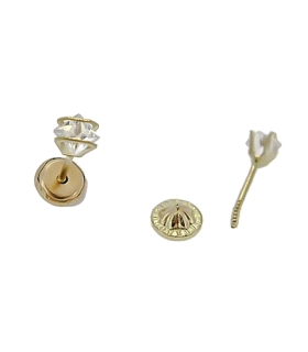 PENDIENTE ZIRCONITAS ORO 1ª LEY 3 X 3 MM