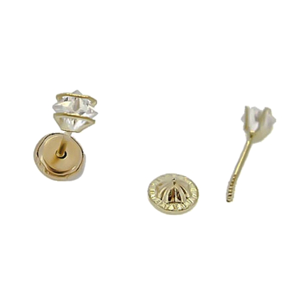 PENDIENTE ZIRCONITAS ORO 1ª LEY 3 X 3 MM