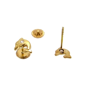 PENDIENTE DELFIN ORO 1ª LEY 6.7X5.3 MM Z