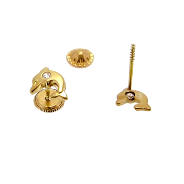 PENDIENTE DELFIN ORO 1ª LEY 6.7X5.3 MM Z