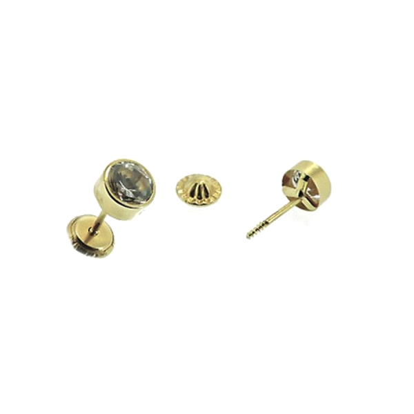 PENDIENTE REDONDO ORO 1ª LEY 5 MM ZIRCON