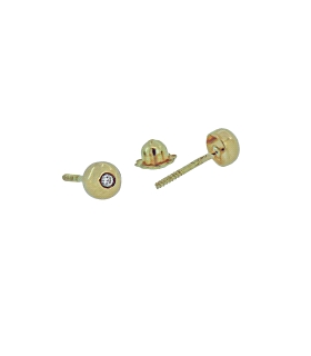 PENDIENTE NIÑA BRILLANTE ORO 1ª LEY 4 MM