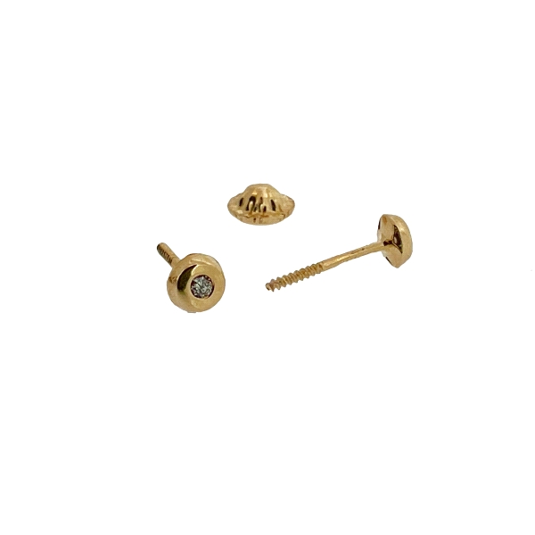 PENDIENTES BRILLANTE NIÑA ORO 18 KTES.