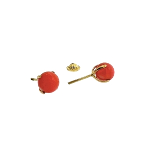 PENDIENTES MUJER CORAL FINO ORO 18 KTES.