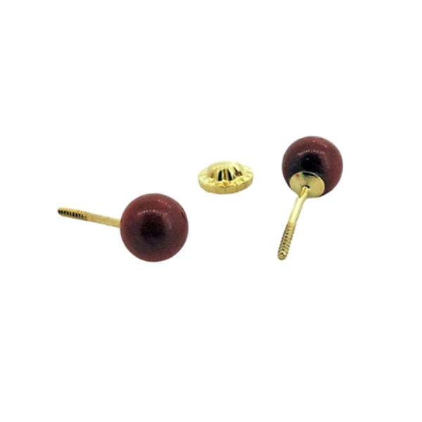 PENDIENTES CORAL NATURAL ORO 1ª LEY 5 MM