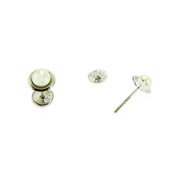 PENDIENTE PERLA ORO BLANCO 1ª LEY 5 MM