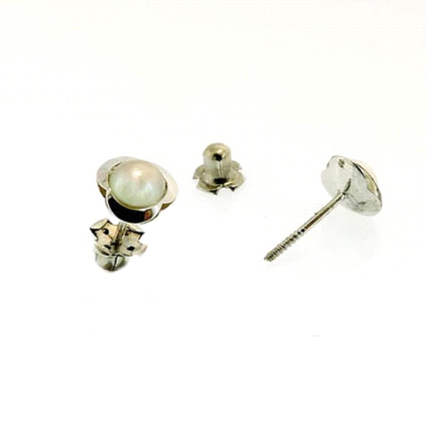 PENDIENTE FLOR ORO BLANCO 1ª LEY 5.60 MM