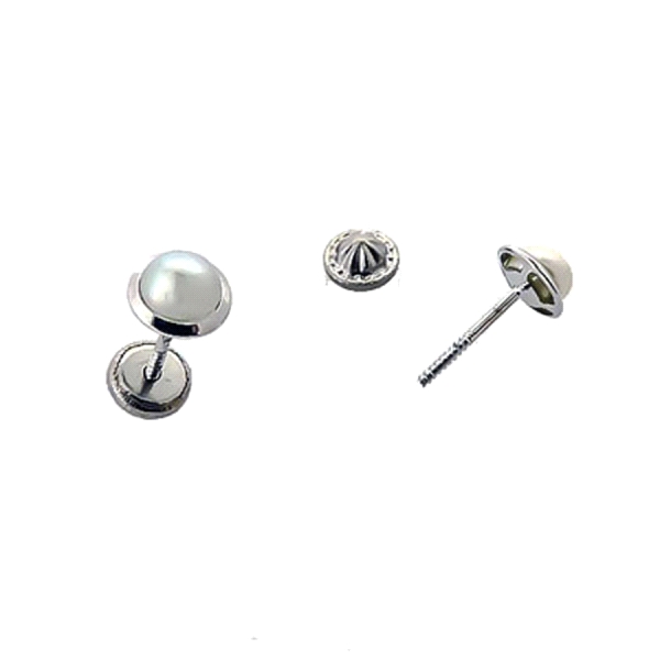 PENDIENTE REDONDO ORO BLANCO 1ª LEY 4 MM