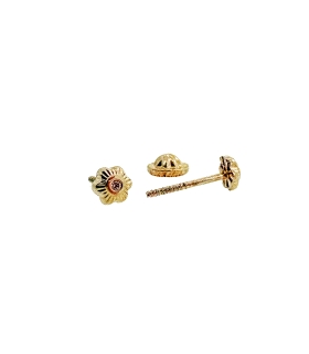 PENDIENTE NIÑA FLOR ORO 18 KTES. 4 MM.