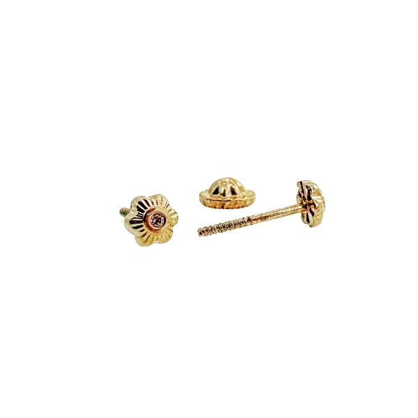 PENDIENTE NIÑA FLOR ORO 18 KTES. 4 MM.