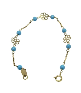 PULSERA TURQUESA ORO 1ª LEY RECIEN 13 CM