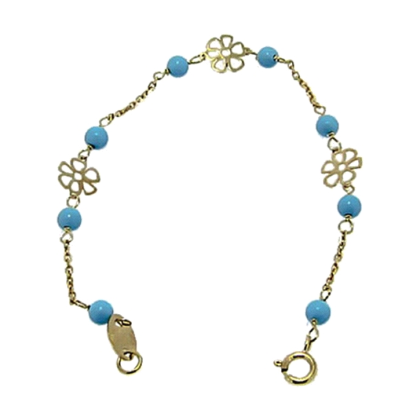 PULSERA TURQUESA ORO 1ª LEY RECIEN 13 CM