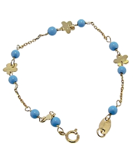 PULSERA TURQUESA ORO 1ª LEY RECIEN 13 CM