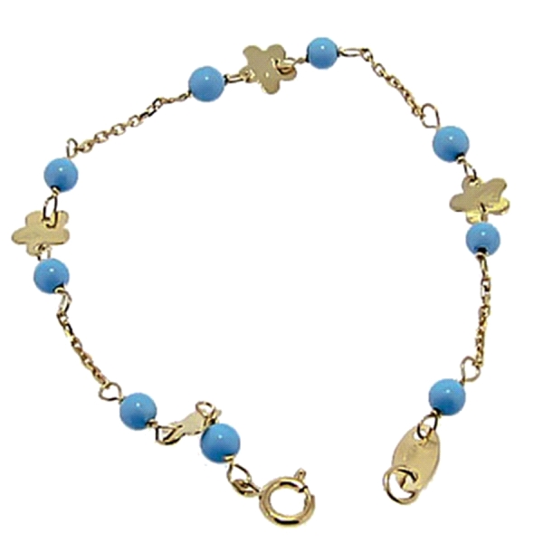 PULSERA TURQUESA ORO 1ª LEY RECIEN 13 CM