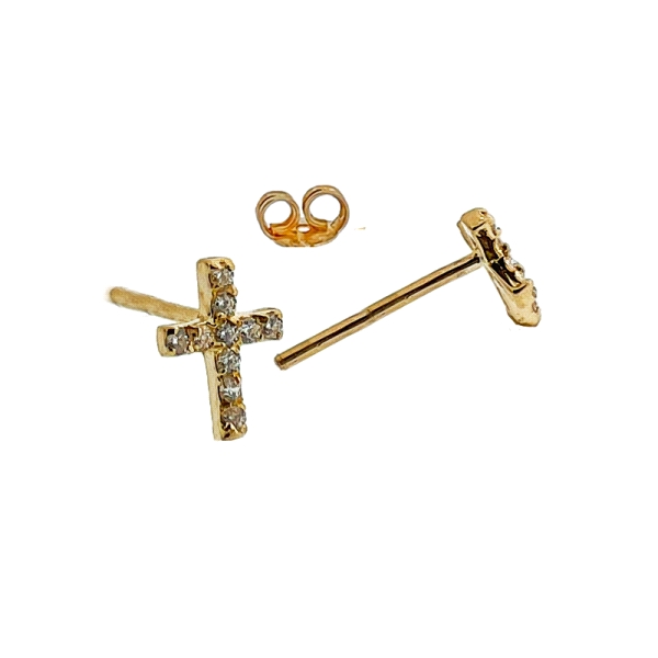CRUZ PENDIENTE ORO 1ª LEY 7,10X6MM ZIR.