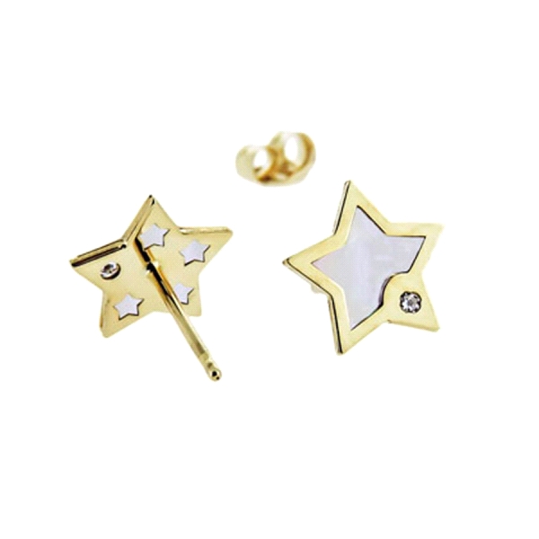 ESTRELLA PENDIENTE ORO 1ª LEY 8.50MM ZIR