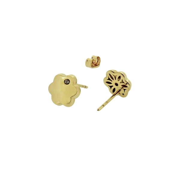 PENDIENTE FLOR ORO 1ª LEY 8 MM.