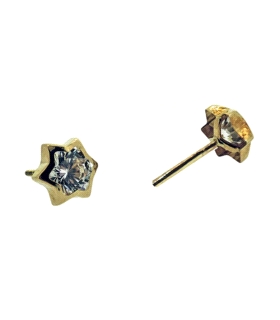 PENDIENTE ESTRELLA ORO 1ª LEY 7 MM ZIRCO