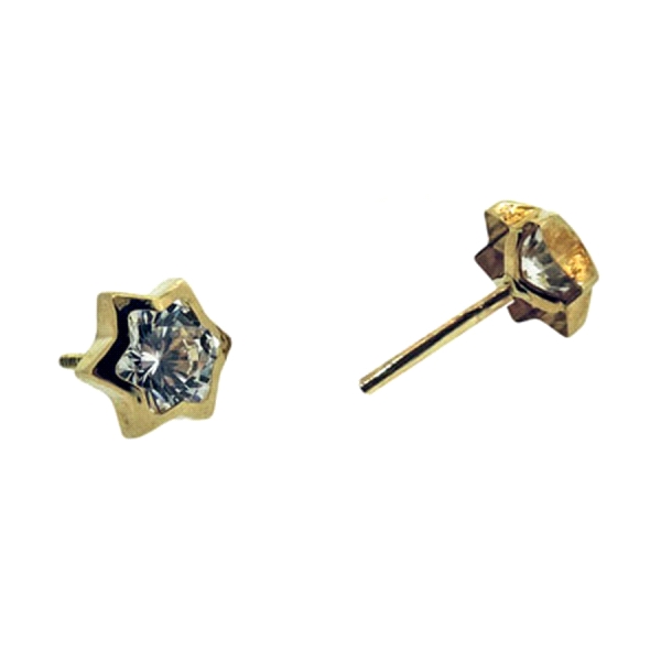 PENDIENTE ESTRELLA ORO 1ª LEY 7 MM ZIRCO