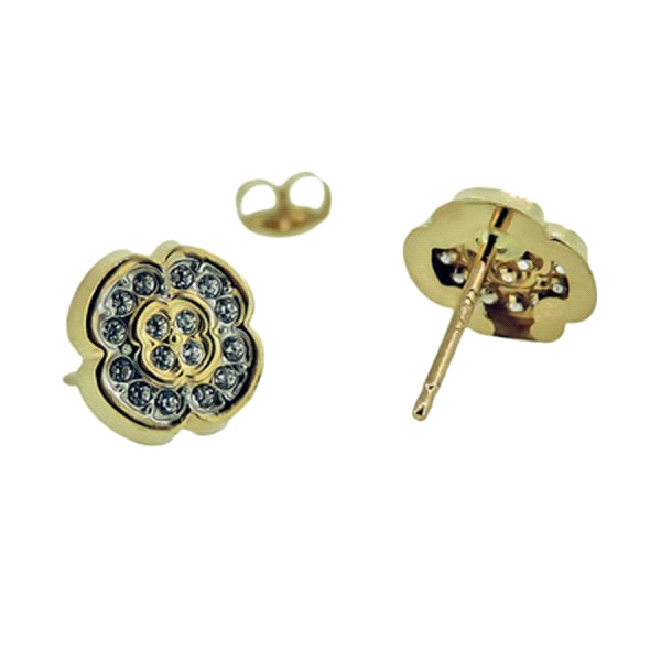 PENDIENTE FLOR ORO 1ª LEY 8X8 MM ZIRCONI