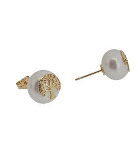 PENDIENTES ARBOL VIDA ORO 1ª LEY PERLA