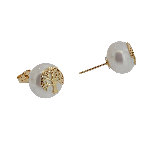 PENDIENTES ARBOL VIDA ORO 1ª LEY PERLA