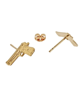 PENDIENTE PISTOLA ORO 1ª LEY 12 X 7 MM